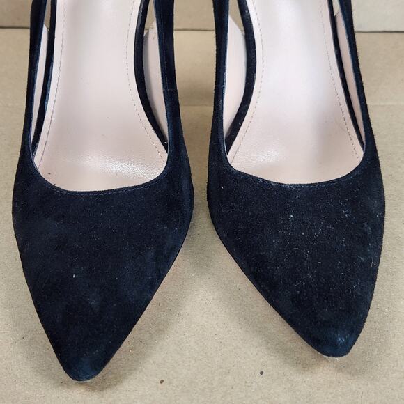 Joan & David Black Suede Strappy Pumps Women’s SZ 9M Pointed Toe Bow Stiletto - Picture 12 of 16